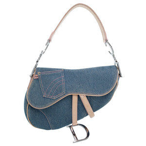Christian Dior Denim Saddle Bag Semi-Shoulder Bag Blue